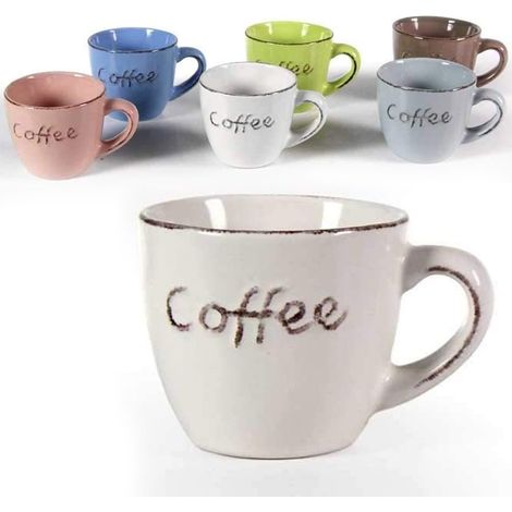 SET 6 TAZZE COFFEE SENZA PIATTINO IN COLORAZIONE ASSORTITA