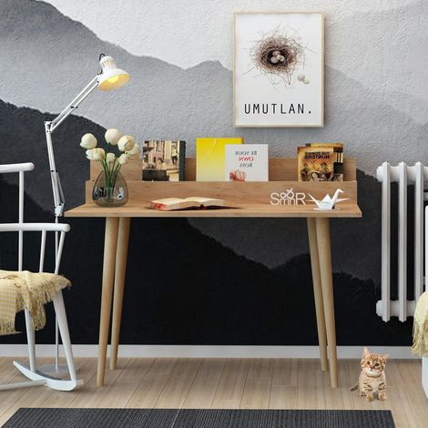 Bureau d'appoint console effet chêne - avec niche MARFA (1/4)