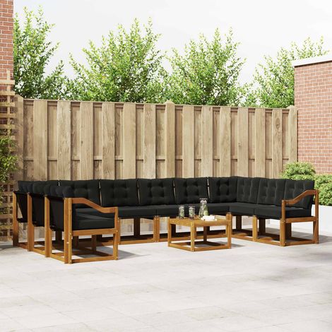 Teenpull – Outdoor-Sofagarnitur 11 Stk. Natürlich und Schwarz (1/5)