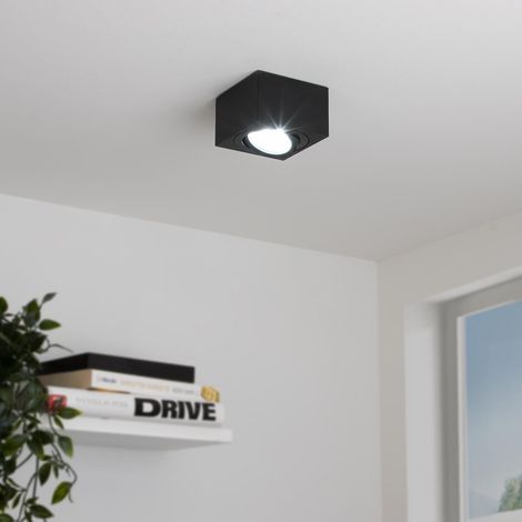 Flacher Aufbaustrahler eckig schwenkbar Deckenleuchte - Farbe: schwarz - LED Leuchtmittel: 5W Neutralweiß 230V dimmbar 60° (1/5)