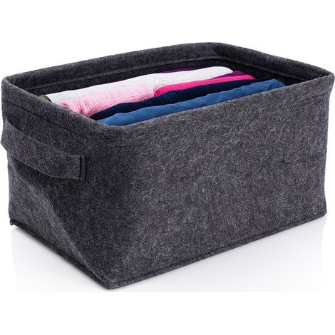 Faltbarer Aufbewahrungskorb aus Filz, schwarz, 36 x 27 x 20 cm