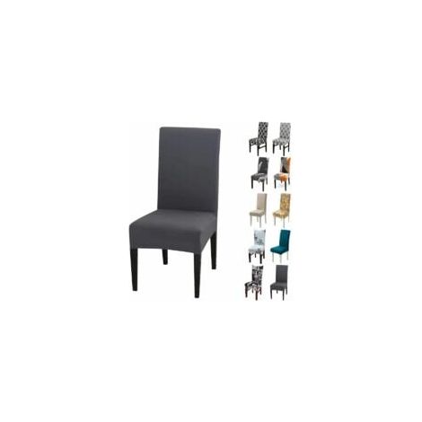 Lot de 6 Housses de Chaise Extensibles Universelle - Moderne - Gris (1/5)