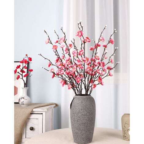 Branche de Plum Artificielle FloralFleur Branche Florale Faux Plum Tige Arrangement Plumes Décoration 55cm Plastique Soie Rose Fête Mariage Maison (1/5)