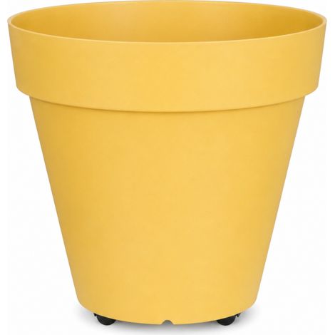 Pot de fleurs 135L Fabriqué en France + Support roulant invisible - 68,5cm - Jaune - Livraison gratuite (1/5)