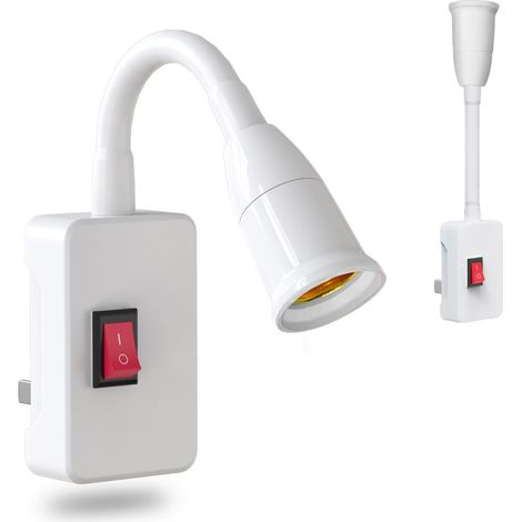 2 Pièces Lampe Douille E27 avec Interrupteur Lampe Prise Murale Lampe à Fiche LED Flexible Réglable à 360° pour Chambre à Coucher Cuisine Lampe de Lecture au Lit (Sans Ampoule) (1/5)