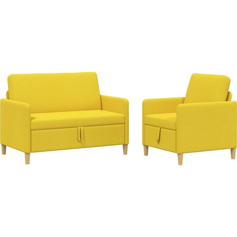 Juego de Sofás con Almacenamiento 2 pcs Amarillo Claro vidaXL (1/5)