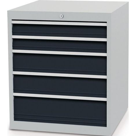 Commode H819xL705xP736mm gris clair/gris 5 tiroirs Grande chambre (1/4)