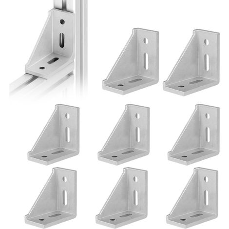Lot de 8 équerres en aluminium, raccords d'angle à 90 ° en aluminium, connecteurs d'angle stables pour profilé en aluminium, 40 x 80 mm (1/5)