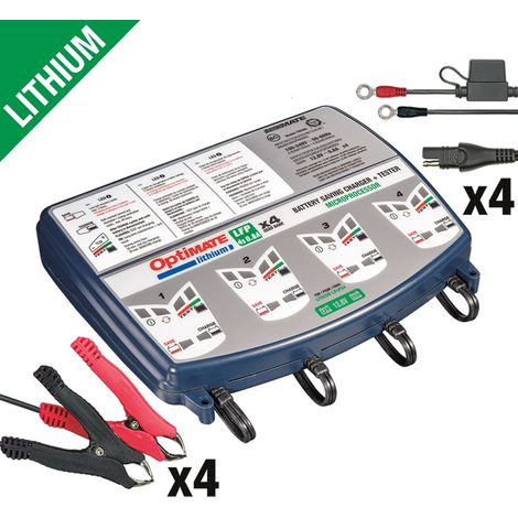 OPTIMATE 2026/01 OPTIMATE LITHIUM 4S BATTERIELADEGERÄT 12,8 V / 13,2 V 0,8 A, 1-10 Ah, LIFEPO4 / LFP, SAE QUAD BANK (FÜR 4 BATTERIEN) (EL) (6)