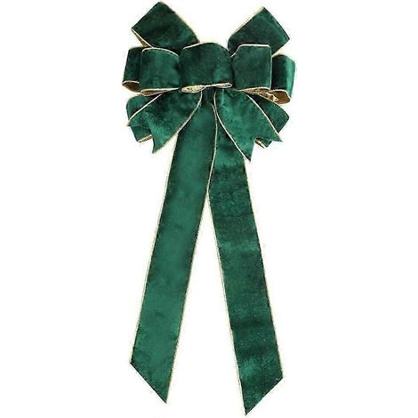 Lot de 2 nœuds de Noël de 60 cm, nœuds verts, grands nœuds papillon en ruban, nœuds pour fête de Noël, nœuds pour couronne de Noël, sapin de Noël, etc. (1/4)