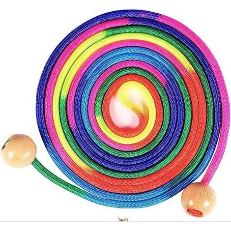 Corde à sauter pour enfants et sports - Corde à sauter rapide avec poignée en bois - Corde à sauter arc-en-ciel 7 couleurs (1/5)