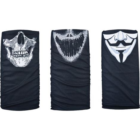 Masques confortables multifonctionnels coupe-vent avec tour de cou, lot de 3, noir/blanc