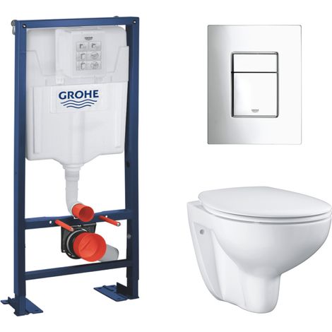 Grohe pack WC Rapid SL autoportant avec cuvette rimless Bau Ceramic (AutoportantBau1) (1/5)