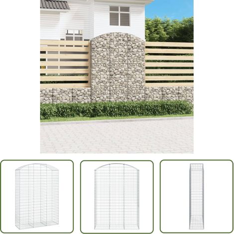 Panier de gabions Jardiniere Mur en gabion Clôture de gabion arqué 150x50x200/220 cm Fer galvanisé KOL3789 (1/5)