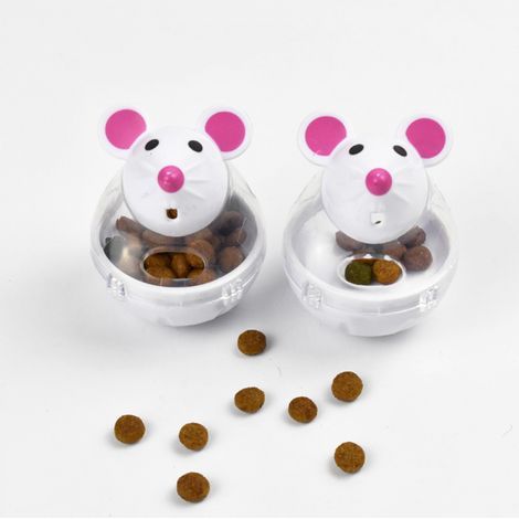 Set of 2 standing mouse-shaped food dispensers, feeding toy, treat ball, food dispenser, interactive cat toy (1/5)
