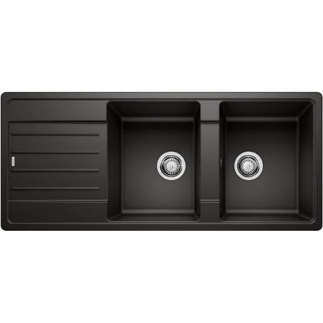 Lavello 2 vasche Blanco Legra 1526088 con gocciolatoio reversibile sopratop 116x50 cm. silgranit nero