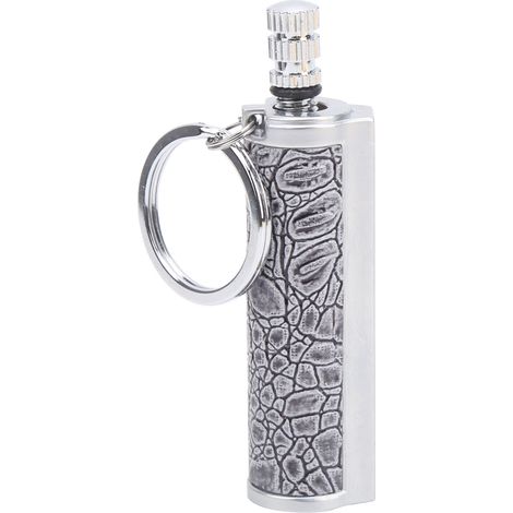 Allume-feu portable extérieur en silex réutilisable, étanche avec porte-clés et coque argentée (1/5)