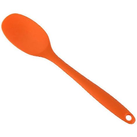 Cuillère à soupe en silicone à long manche antiadhésive pour enfants, cuillère de service orange WUA (1/3)