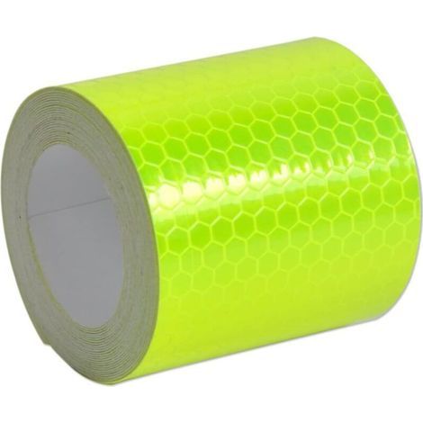3Mx5cm Ruban Avertisseur Réfléchissant, Autocollants Réfléchissants Imperméables, Bande De Sécurité Auto-Adhésive pour Camion De Voiture Remorque De Camping Car Casques,Jaune Fluorescent (1/5)