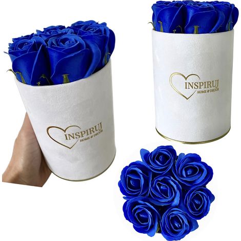 Flowerbox Inspiruj - Scatola bianca con rose di sapone - n. 1 Blu navy (1/5)