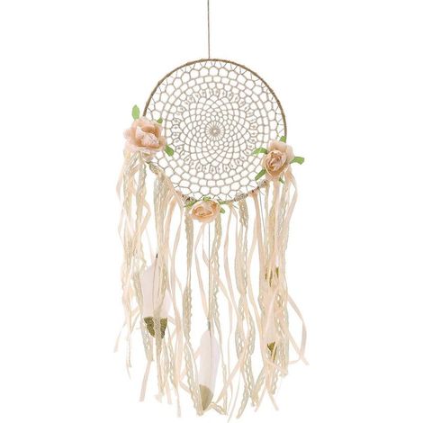 Attrape-rêves bohème en macramé tissé de fleurs et plumes, attrape-rêves suspendu, carillon éolien à faire soi-même, décoration murale pour mariage (1/5)