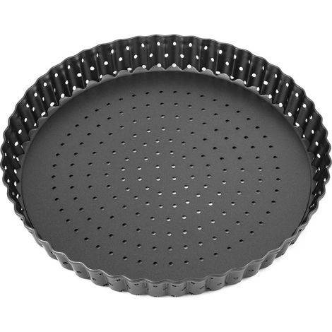 Plaque à pizza en acier au carbone perforée pour four, plaque à pizza profonde, moule à pizza antiadhésif à fond amovible (20 cm) (1/5)