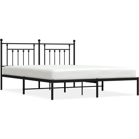 vidaXL Metallbettgestell mit Kopfteil schwarz 160x200 cm