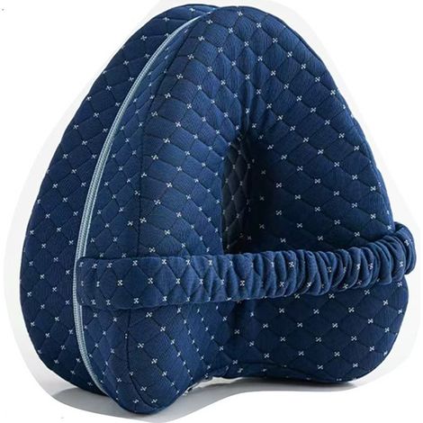 Oreiller pour les genoux des personnes dormant sur le côté, oreiller orthopédique bleu en mousse à mémoire de forme-AquaForge (1/4)