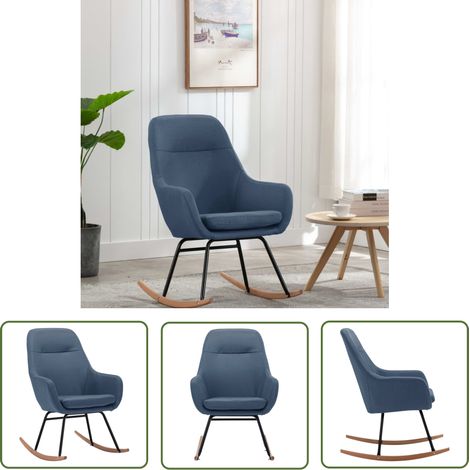 The Living Store Chaise à bascule Bleu Tissu - Chaise À Bascule - Fauteuil Balançoire - Mobilier Extérieur - Chaise Confortable - Décoration Intérieure (1/5)