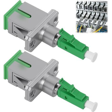 Lot de 2 adaptateurs à fibre optique SC/APC femelle vers LC/APC mâle monomode hybride LC vers SC pour couplage de fibre optique durable et rapide, faible perte (SC/APC-LC/APC) (1/5)