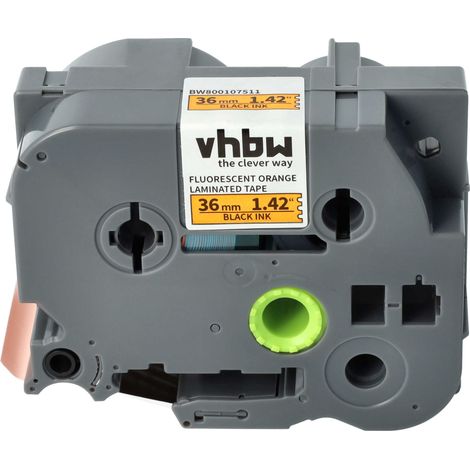 vhbw Label Tape Replacement for Brother TZE-B261, TZ-B261 for Label Printer 8m x 36 mm, Black on Neon-Orange (1/5)