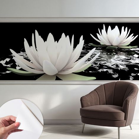 Fototapete Selbstklebend - trendige Wanddeko - Schlafzimmer - Wohnzimmer Blumen im Wasser 250x104 cm (1/5)