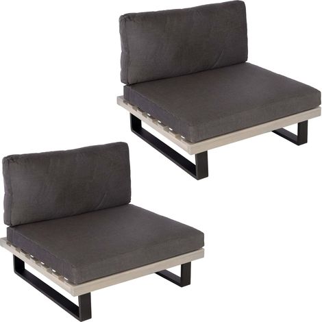 Set 2 sedie lounge HHG-469, poltrona da giardino, legno acacia FSC alluminio, grigio, rivestimento grigio scuro (1/5)