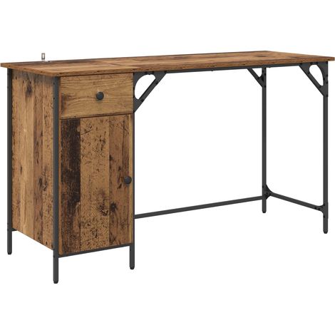 Computer Desk Old Wood 131 x 48 x 75 cm Engineered Wood vidaXL