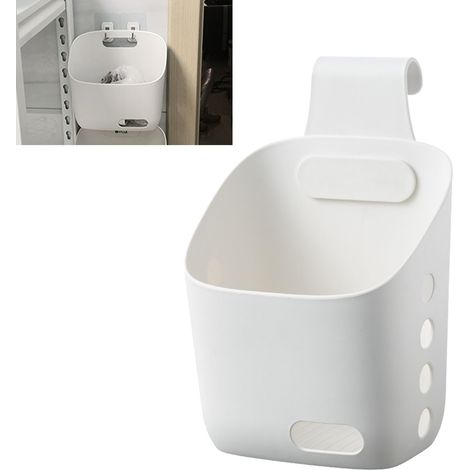 Panier de rangement suspendu en plastique - Panier suspendu petit blanc PP 25 cm avec fixation détachable pour cuisine, salle de bain, dortoir, chambre (1/5)