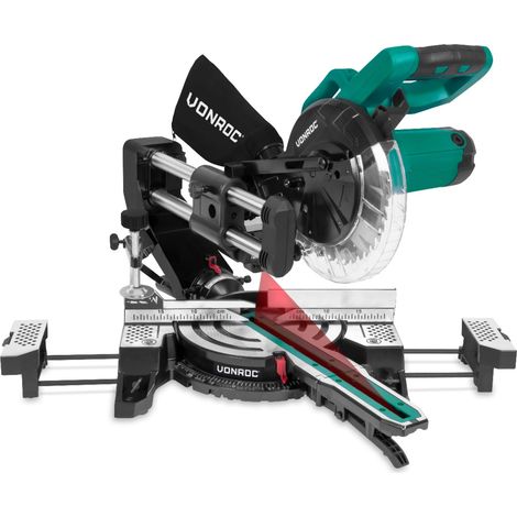 VONROC Sierra ingletadora - compacta - 2200W - Ø216mm - Hoja de sierra 40-T - Sierra de corte radial - Con láser y LED (1/5)