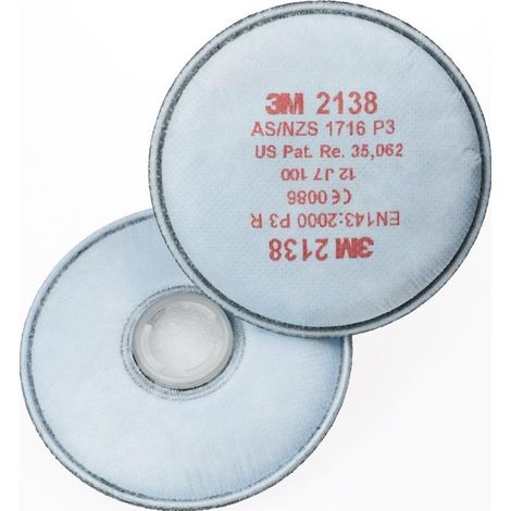 3M – Filtre à particules P3R pour masque de protection – Compatible modèles 6200, 7500, 6800 – Protection contre poussières et gaz acides - 2138P02