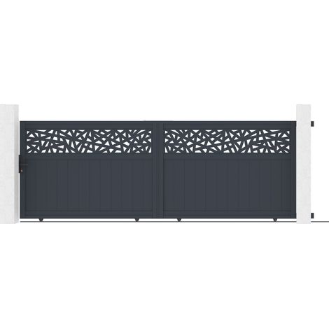 Schiebetor 4m DOLOMITE RUIVO H.140cm graues Aluminium