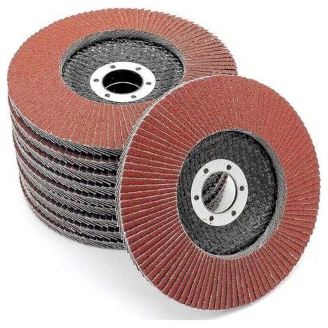 Bac à disques │ Rouge │ 10 pièces │ Diamètre 125mm │ Trou 22mm │ 40/60/80/120 grains │ Acier inoxydable │ Disque de ponçage │ Lamelle │ Disque de polissage │ - (40 grains) (1/5)