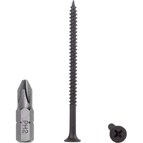 400 Placo-Schrauben – Kohlenstoffstahl – Linsenkopf, Feingewinde – Befestigung an Metallrahmen in Trockenbauwänden – Schwarz – 4,2 x 70 mm (1/5)