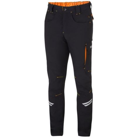 Sparco Kansas Tech Light Trousers pantaloni tecnici leggeri da lavoro da uomo tg L nero/arancio fluo in nylon con inserti di rinforzo sulle ginocchia Nero + Arancio fluo L