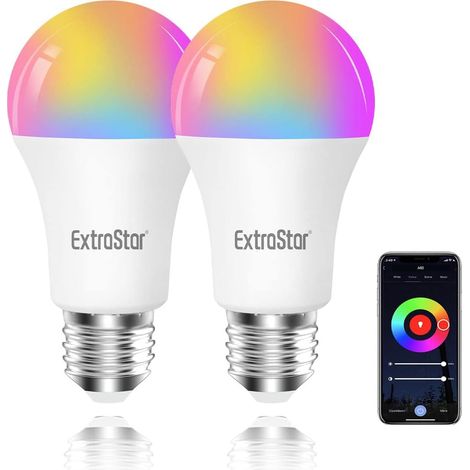 Ampoule Intelligente WiFi, Ampoule A60 E27 Couleur RGB, 10W (Équivalent 80W) 3000K-6500K et Lumière blanche dimmable, Lot de 2 (1/5)