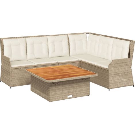 Maison Exclusive - 5-tlg. Garten-Lounge-Set mit Kissen Beige Poly