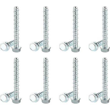Lot de 16 vis à béton, tête hexagonale crantée, rondelle intégrée, acier carbone, pour maçonnerie et fixation lourde (1/5)
