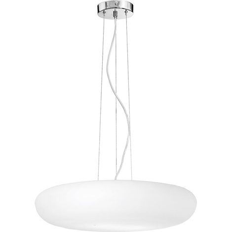 GLENN Sospensione a Soffitto in Vetro Soffiato Bianco Satinato E27 75W IP20 - Rossini Group - Lampada a Sospensione Elegante