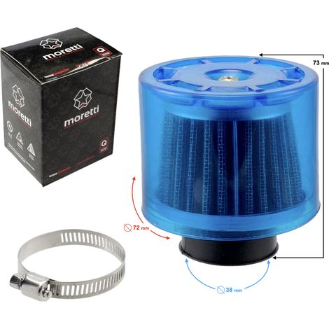 Filtre à air conique bleu, diamètre 38 mm (1/2)