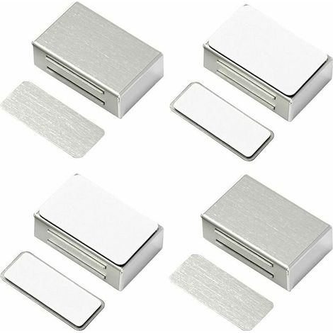 Aimant de Porte Placard Adhesif Lot de 4 Loquets Magnétiques de Porte Mise à Jour sans Vis sans Perçage pour Placard de Cuisine Aimant Fermeture Puissant pour Tiroir, Armoire, des Meubl (1/5)