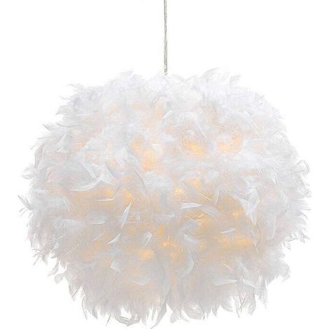 Abat-jour Plume pour Lumière de Pendentif Lustre de Plafond, Abat-jour pour lampe suspendue ou lampe de table, Décoration pour Chambre à Coucher, Salon et Mariage, Réducteur Inclus, 30 cm (1/5)