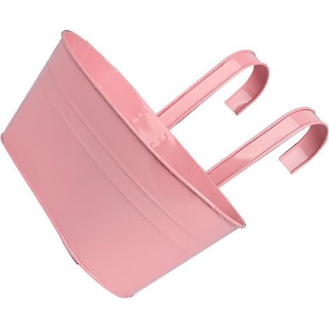 Outdoor Hanging Flower Pot, Vibrant Rainbow Colors, Versatile Iron Balcony Planters, Railing Hanging Fence Planters, Pink (1/5)