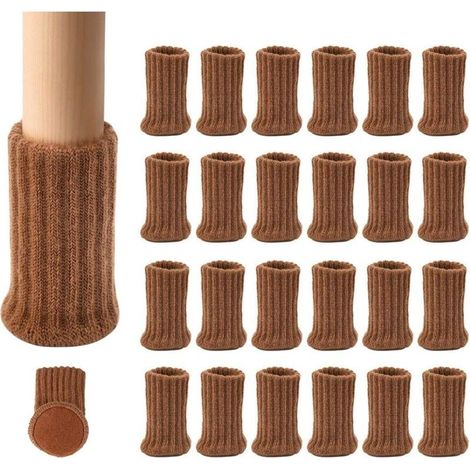 24 pairs (brown) non-slip knitted furniture socks for chair legs, prevent scratches and reduce noise, easy to move, brown MUMU (1/4)